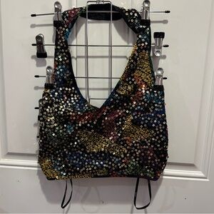 Forever 21 Dazzling Sequin Backless Halter Top Festival Clubbing Top Size S